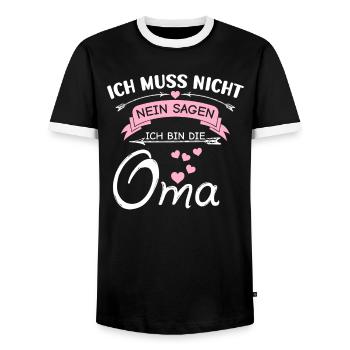 Ich Muss Nicht Nein Sagen Ich Bin Die Oma - Männer Kontrast-T-Shirt - Schwarz/Weiß - Vorne - AI Model Female 172 light (172cm) & AI Model Male 178 light (178cm)