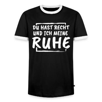 Du Hast Recht Und Ich Meine Ruhe - Männer Kontrast-T-Shirt - Schwarz/Weiß - Vorne - AI Model Female 172 light (172cm) & AI Model Male 178 light (178cm)