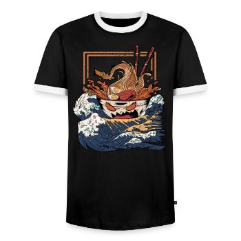 Ramen Kawaii Anime Japan Noodles Shirt Ramen Bowl - Men's Ringer Shirt - black/white - Front - AI Model Female 172 light (172cm) & AI Model Male 178 light (178cm)