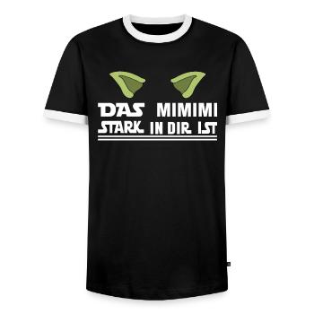 Das Mimimi Stark in dir ist Dein Mimimi Stark Ist - Männer Kontrast-T-Shirt - Schwarz/Weiß - Vorne - AI Model Female 172 light (172cm) & AI Model Male 178 light (178cm)