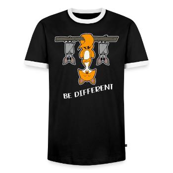Be Different - Men's Ringer Shirt - black/white - Front - AI Model Female 172 light (172cm) & AI Model Male 178 light (178cm)