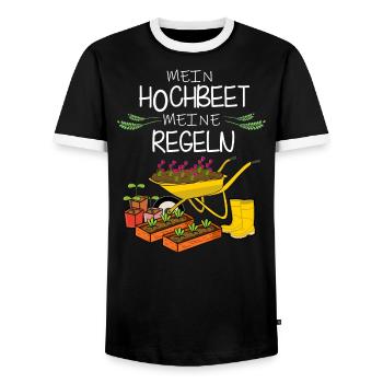 Mein Hochbeet Meine Regeln - Männer Kontrast-T-Shirt - Schwarz/Weiß - Vorne - AI Model Female 172 light (172cm) & AI Model Male 178 light (178cm)