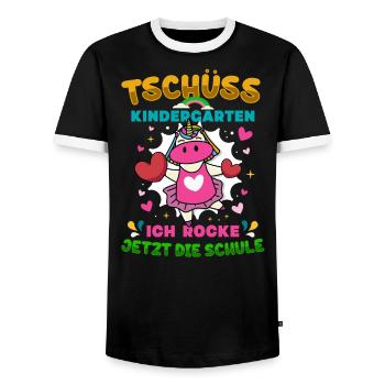 Tschüss Kindergarten Ich Rocke Jetzt Die Schule - Männer Kontrast-T-Shirt - Schwarz/Weiß - Vorne - AI Model Female 172 light (172cm) & AI Model Male 178 light (178cm)