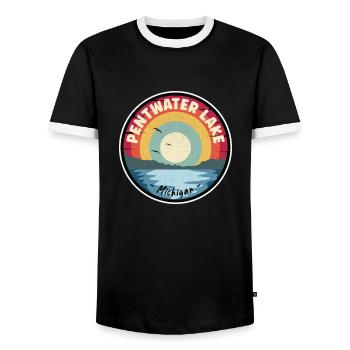 Pentwater Lake Michigan Bunt - Männer Kontrast-T-Shirt - Schwarz/Weiß - Vorne - AI Model Female 172 light (172cm) & AI Model Male 178 light (178cm)