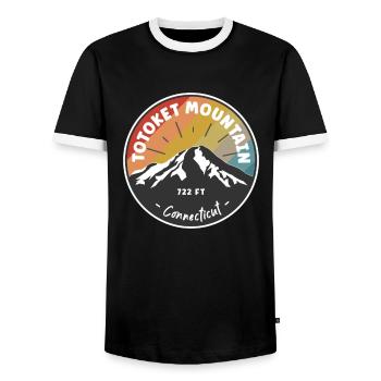 Hiking Totoket Mountain Connecticut - Men's Ringer Shirt - black/white - Front - AI Model Female 172 light (172cm) & AI Model Male 178 light (178cm)