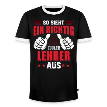 So Sieht ein richtig Cooler Lehrer Aus Schule Abi - Männer Kontrast-T-Shirt - Schwarz/Weiß - Vorne - AI Model Female 172 light (172cm) & AI Model Male 178 light (178cm)