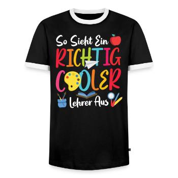 So Sieht ein richtig Cooler Lehrer Aus Schule Abi - Männer Kontrast-T-Shirt - Schwarz/Weiß - Vorne - AI Model Female 172 light (172cm) & AI Model Male 178 light (178cm)
