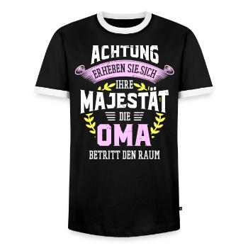 Die Majestät die Oma betritt den Raum Großmutter - Männer Kontrast-T-Shirt - Schwarz/Weiß - Vorne - AI Model Female 172 light (172cm) & AI Model Male 178 light (178cm)