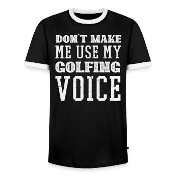 Dont make me use my Golfing Voice - Männer Kontrast-T-Shirt - Schwarz/Weiß - Vorne - AI Model Female 172 light (172cm) & AI Model Male 178 light (178cm)