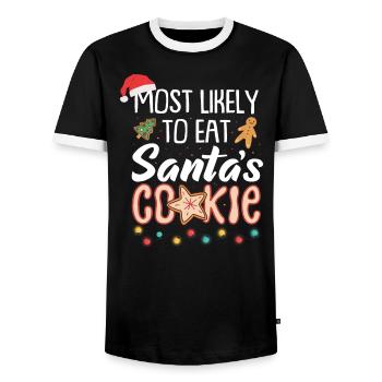 Most Likely To Eat Santas Cookie Xmas Tshirt - Männer Kontrast-T-Shirt - Schwarz/Weiß - Vorne - AI Model Female 172 light (172cm) & AI Model Male 178 light (178cm)