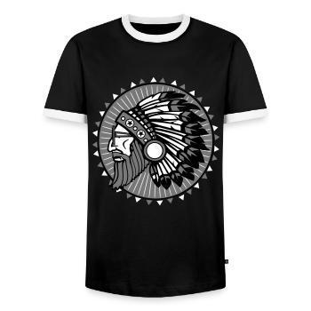 Beard indian - Men's Ringer Shirt - black/white - Front - AI Model Female 172 light (172cm) & AI Model Male 178 light (178cm)
