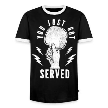 You Just Got Served Pingpong Tischtennisspieler - Männer Kontrast-T-Shirt - Schwarz/Weiß - Vorne - AI Model Female 172 light (172cm) & AI Model Male 178 light (178cm)