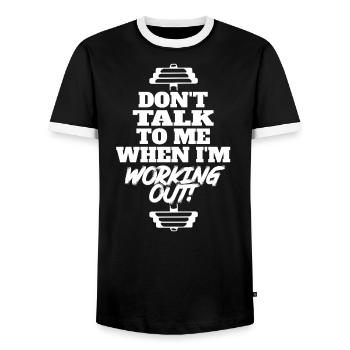don't talk to me when i'm working out - Männer Kontrast-T-Shirt - Schwarz/Weiß - Vorne - AI Model Female 172 light (172cm) & AI Model Male 178 light (178cm)