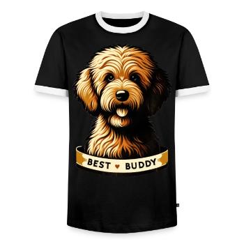 Loyal Friend Portrait - Men's Ringer Shirt - black/white - Front - AI Model Female 172 light (172cm) & AI Model Male 178 light (178cm)