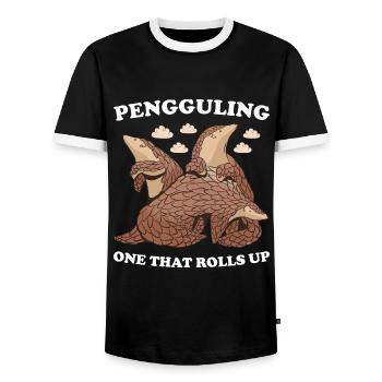 Pengguling One Qui enroule le pangolin - T-shirt contrasté Homme - noir/blanc - Devant - AI Model Female 172 light (172cm) & AI Model Male 178 light (178cm)