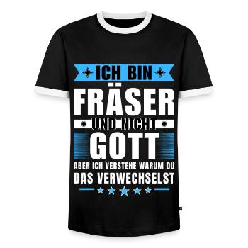 Ich bin Fräser und nicht Gott - Männer Kontrast-T-Shirt - Schwarz/Weiß - Vorne - AI Model Female 172 light (172cm) & AI Model Male 178 light (178cm)
