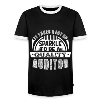 Auditor Auditor Sparkle - Men's Ringer Shirt - black/white - Front - AI Model Female 172 light (172cm) & AI Model Male 178 light (178cm)