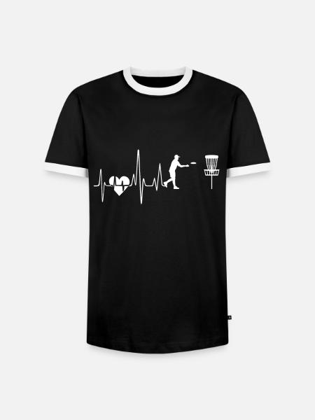 Discgolf Discgolf Herzschlag - Männer Kontrast-T-Shirt - Schwarz/Weiß