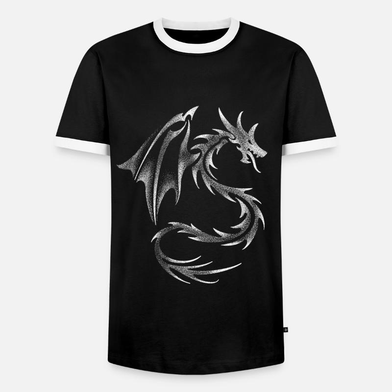 Dotwork Dragon - Men's Ringer Shirt - black/white