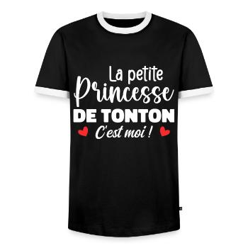 Uncle's Little Princess - Men's Ringer Shirt - black/white - Front - AI Model Female 172 light (172cm) & AI Model Male 178 light (178cm)