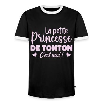 Uncle's Little Princess - Men's Ringer Shirt - black/white - Front - AI Model Female 172 light (172cm) & AI Model Male 178 light (178cm)
