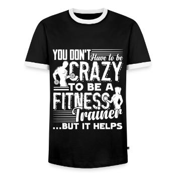 Fitness Trainer Crazy Fitness Trainer - Men's Ringer Shirt - black/white - Front - AI Model Female 172 light (172cm) & AI Model Male 178 light (178cm)