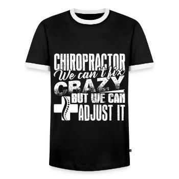 Chiropractor Chiropractor Can Adjust - Men's Ringer Shirt - black/white - Front - AI Model Female 172 light (172cm) & AI Model Male 178 light (178cm)