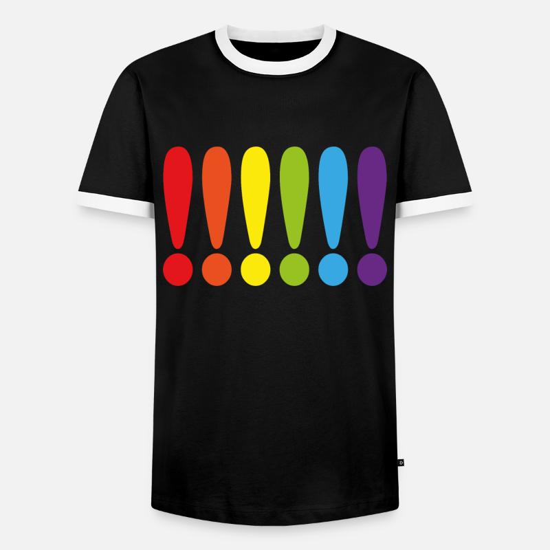 RAINBOW EXCLAMATION MARK - Men's Ringer Shirt - black/white