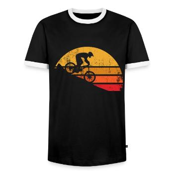 VTT descente vintage - T-shirt contrasté Homme - noir/blanc - Devant - AI Model Female 172 light (172cm) & AI Model Male 178 light (178cm)