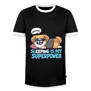 Süßer schlafender Pekinese für Hundeliebhaber - Männer Kontrast-T-Shirt - Schwarz/Weiß - Vorne - AI Model Female 172 light (172cm) & AI Model Male 178 light (178cm)