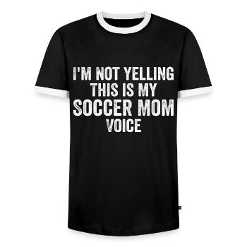Lustige Fußball-Mutter-Stimme - Männer Kontrast-T-Shirt - Schwarz/Weiß - Vorne - AI Model Female 172 light (172cm) & AI Model Male 178 light (178cm)
