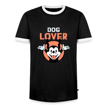 sweet design For all dog lovers - Men's Ringer Shirt - black/white - Front - AI Model Female 172 light (172cm) & AI Model Male 178 light (178cm)