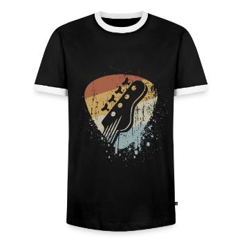 Retro Bass Plektrum Bassiste - T-shirt contrasté Homme - noir/blanc - Devant - AI Model Female 172 light (172cm) & AI Model Male 178 light (178cm)