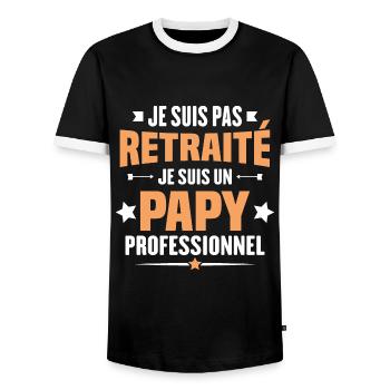 Je suis pas retraite je suis un papy professionnel - T-shirt contrasté Homme - noir/blanc - Devant - AI Model Female 172 light (172cm) & AI Model Male 178 light (178cm)
