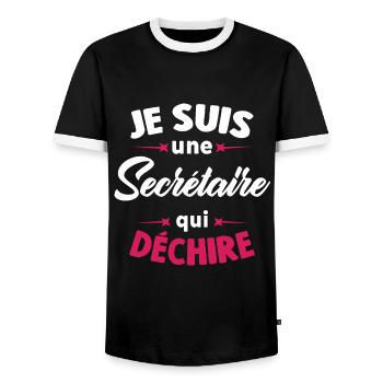Je suis une secrétaire qui déchire - T-shirt contrasté Homme - noir/blanc - Devant - AI Model Female 172 light (172cm) & AI Model Male 178 light (178cm)