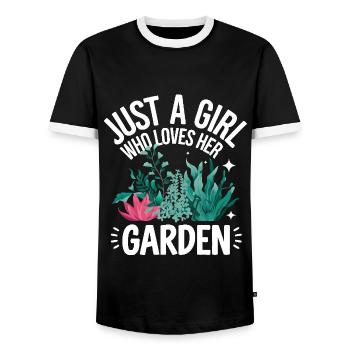 Gardener Garden Plants Gardening - Men's Ringer Shirt - black/white - Front - AI Model Female 172 light (172cm) & AI Model Male 178 light (178cm)