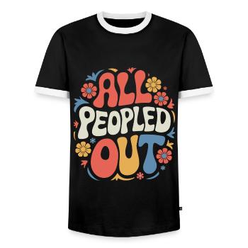 Introverti, antisocial, introverti - T-shirt contrasté Homme - noir/blanc - Devant - AI Model Female 172 light (172cm) & AI Model Male 178 light (178cm)