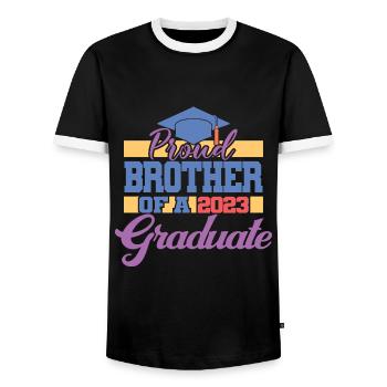 Stolzer Bruder eines Abschlussgeschenks 2023 - Männer Kontrast-T-Shirt - Schwarz/Weiß - Vorne - AI Model Female 172 light (172cm) & AI Model Male 178 light (178cm)