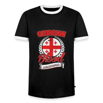 Georgian blood - Men's Ringer Shirt - black/white - Front - AI Model Female 172 light (172cm) & AI Model Male 178 light (178cm)