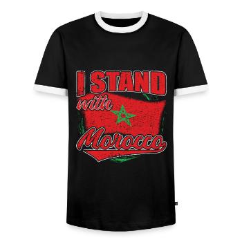 MAROKKO - Männer Kontrast-T-Shirt - Schwarz/Weiß - Vorne - AI Model Female 172 light (172cm) & AI Model Male 178 light (178cm)