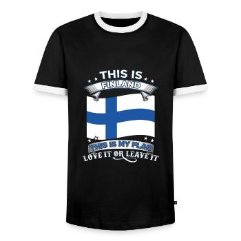 Finlande - T-shirt contrasté Homme - noir/blanc - Devant - AI Model Female 172 light (172cm) & AI Model Male 178 light (178cm)