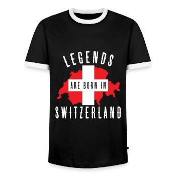 Suisse - T-shirt contrasté Homme - noir/blanc - Devant - AI Model Female 172 light (172cm) & AI Model Male 178 light (178cm)