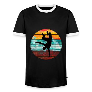Hip Hop - Men's Ringer Shirt - black/white - Front - AI Model Female 172 light (172cm) & AI Model Male 178 light (178cm)