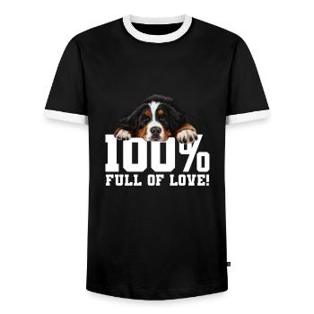 Bernese Mountain dog - Men's Ringer Shirt - black/white - Front - AI Model Female 172 light (172cm) & AI Model Male 178 light (178cm)