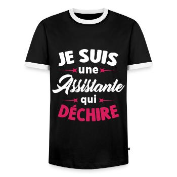 Je Suis Une Assistante Qui Déchire - T-shirt contrasté Homme - noir/blanc - Devant - AI Model Female 172 light (172cm) & AI Model Male 178 light (178cm)