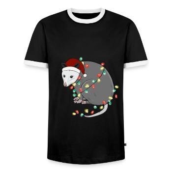 Lumières de Noël Rat Noël - T-shirt contrasté Homme - noir/blanc - Devant - AI Model Female 172 light (172cm) & AI Model Male 178 light (178cm)