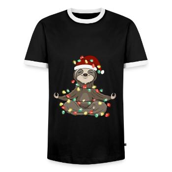 Lumières de Noël Paresse Noël - T-shirt contrasté Homme - noir/blanc - Devant - AI Model Female 172 light (172cm) & AI Model Male 178 light (178cm)