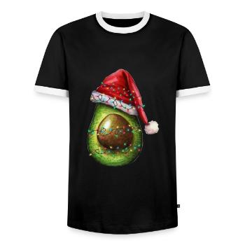 Christmas Avocado - Men's Ringer Shirt - black/white - Front - AI Model Female 172 light (172cm) & AI Model Male 178 light (178cm)