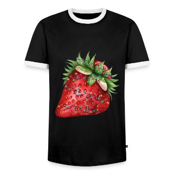 Fraise de Noël - T-shirt contrasté Homme - noir/blanc - Devant - AI Model Female 172 light (172cm) & AI Model Male 178 light (178cm)