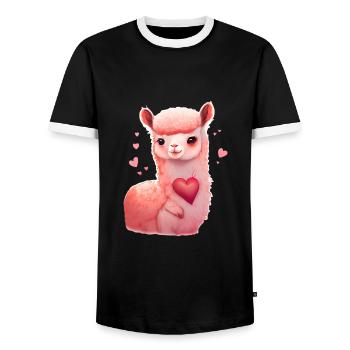 Lama Cadeau de Saint-Valentin - T-shirt contrasté Homme - noir/blanc - Devant - AI Model Female 172 light (172cm) & AI Model Male 178 light (178cm)